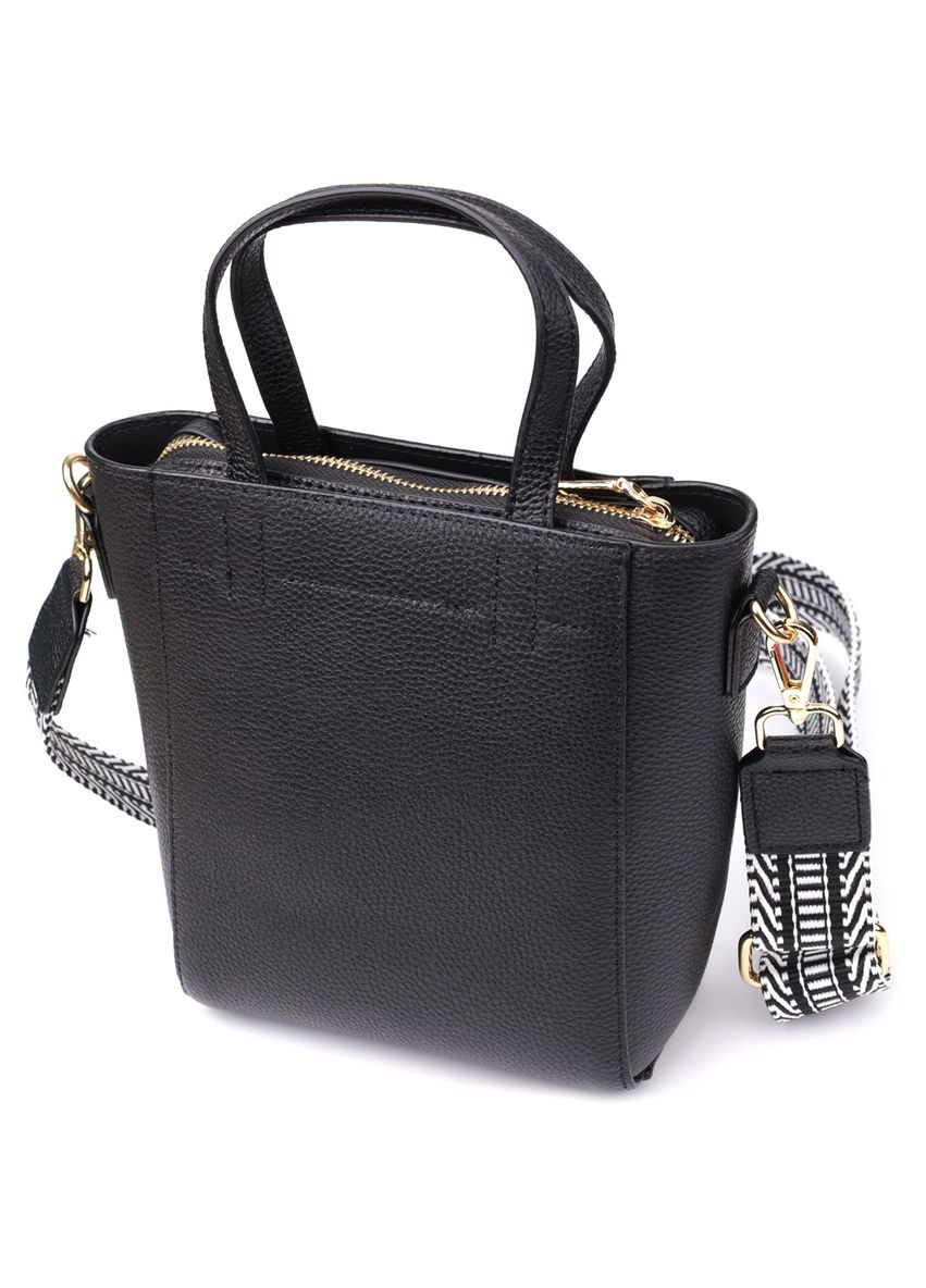 Кожаная сумка через плечо с золотой фурнитурой черная Vintage (352167656)