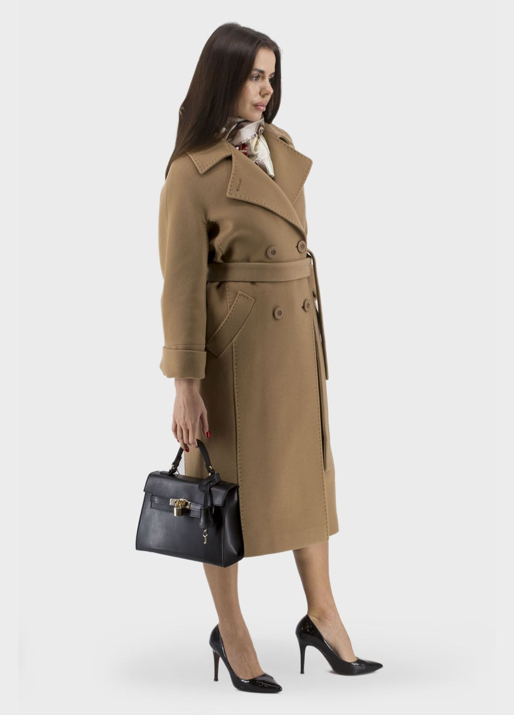 Бежеве демісезонне Класичне жіноче вовняне пальто на синтепоні для осені та весни Kent (кемел, ), 39905 No Brand
