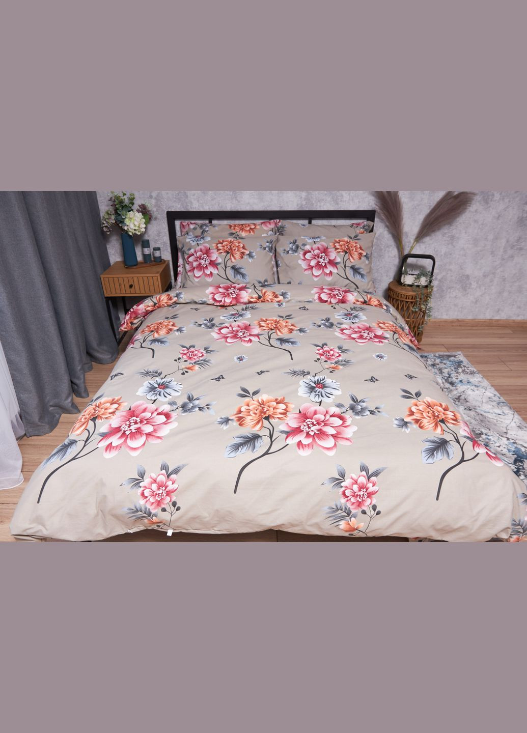 Комплект постельного белья Бязь Gold Люкс «» King Size 220x240 наволочки 4х50х70 (MS-820001881) Moon&Star Peony Brown (285718058)