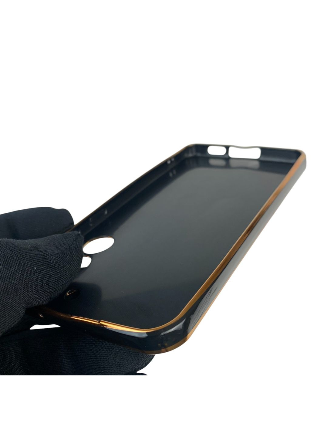 Чохол для Galaxy S23 Plus (SM-S916B) глянцевий із захистом камери із золотою окантовкою на самсунг с23 плюс чорний gs1 Samsung (366227890)