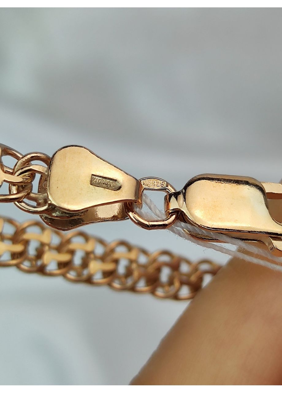 Браслет женский серебряный в позолоте плетения Бисмарк 5 мм No Brand (364221272)