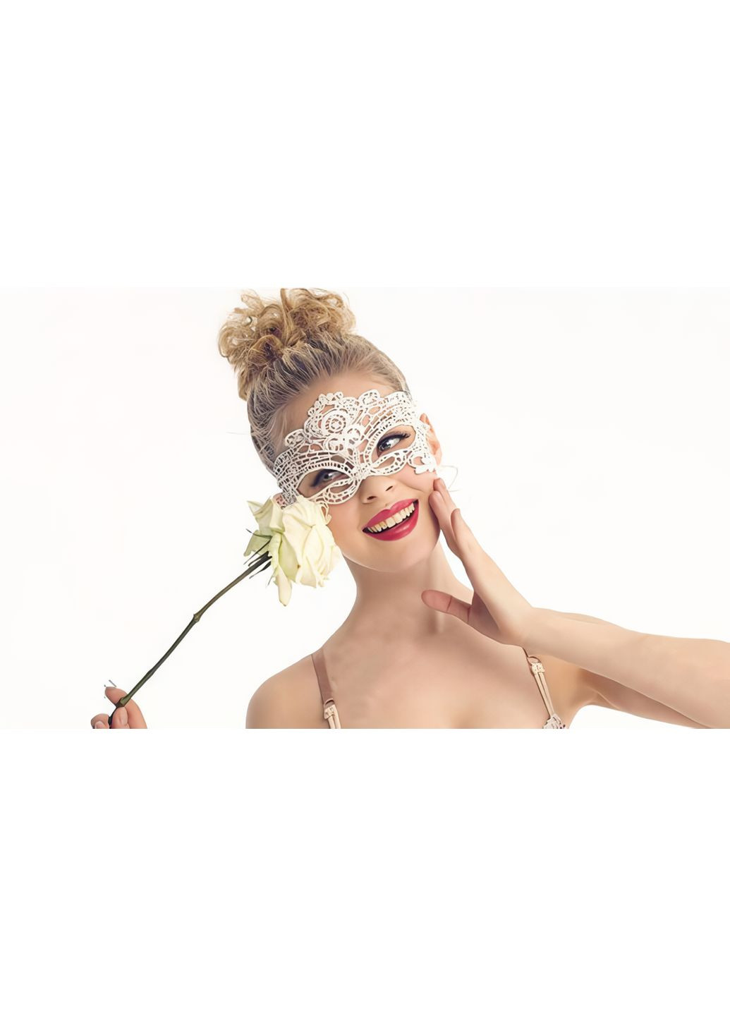 Эротическая ажурная маска на глаза S-M Белый No Brand (368893030)