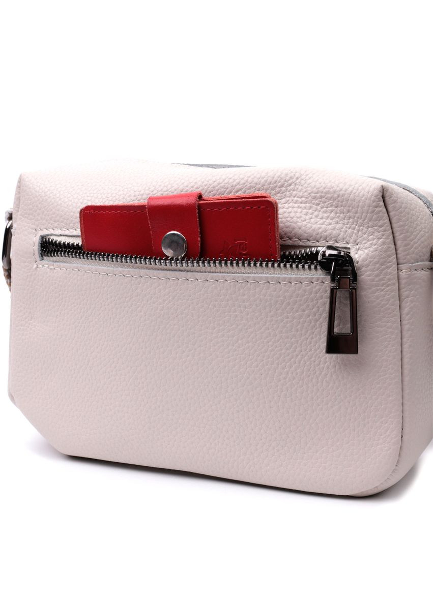 Женская кроссбоди на одно отделение из натуральной кожи белая 22602 Vintage (329197737)