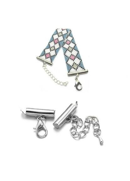 Фурнитура для браслета Зажим-концевик слайдер карабин удлиннитель Сталлистый 20 мм Finding (316249017)