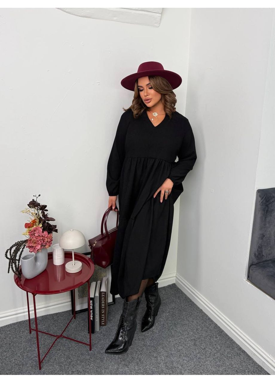 Чорна повсякденний сукня жіноча KaraMix однотонна