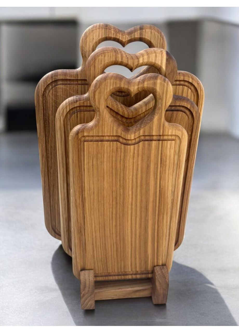 Набор деревянных дощечек кухонные доски на деревянной подставке 3 в 1 Дуб (полированный) №2 No Brand (367585533)