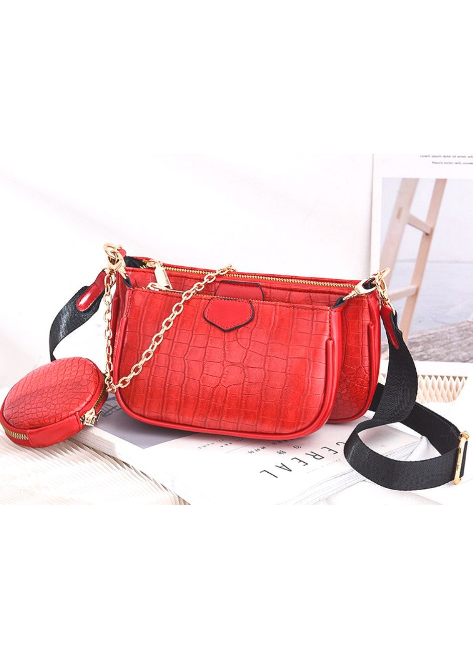 Жіноча міні сумочка клатч з ланцюжком екошкіра рептилія червона ProDobro (363260129)