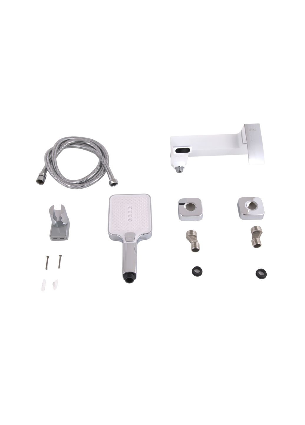 Смеситель для ванны Swan Cascada с поворотным изливом (c душевым гарнитуром) Chrome/White Qtap QTSWA260CRW45569 (346492514)