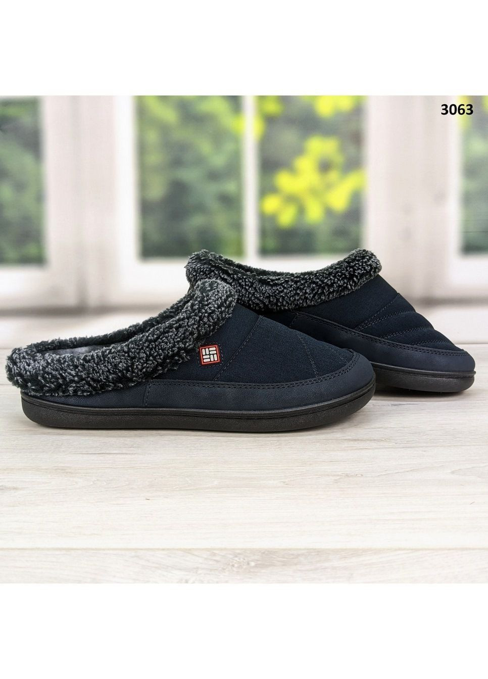 Синие тапочки чуни мужские теплые на меху Dago