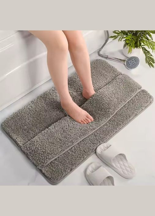 Коврик для ванной и душа коврик с накладкой для ног в ванную комнату, флисовый, атиковзкий 50х80 см, серый No Brand (337341990)