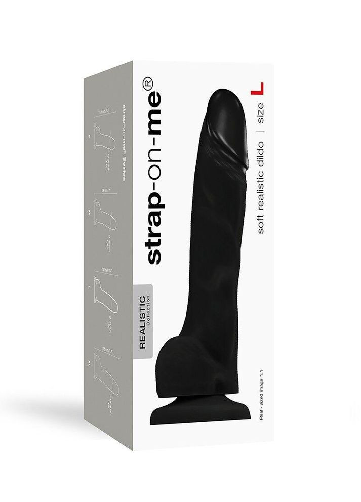 Реалістичний фалоімітатор Strap-On-Me SOFT REALISTIC DILDO Black - Size L No Brand (366877778)