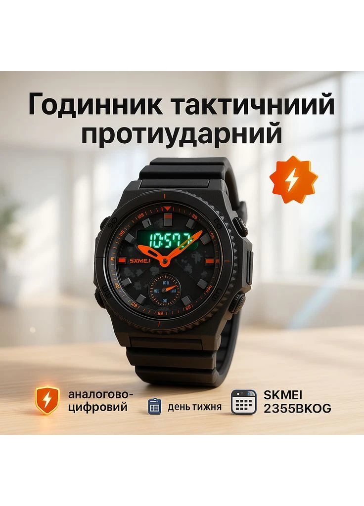 Водонепроникний чоловічий годинник SKMEI, Чоловічий годинник для риболовлі Протиударний KF-28 No Brand (402256043)