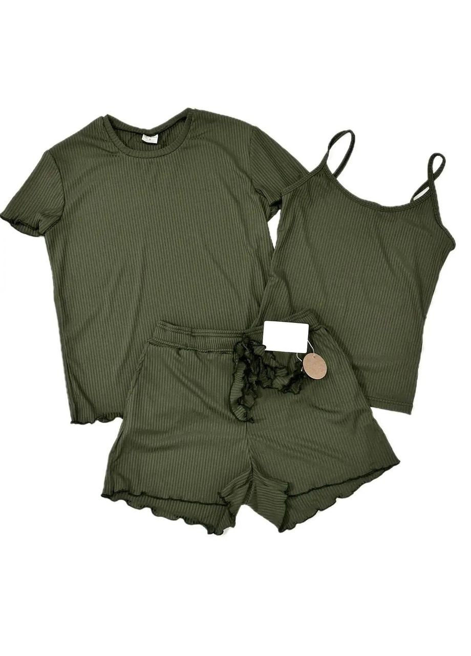 Зелена піжама 3й-ка зелений (п4к-al-rub-25-006-03) No Brand