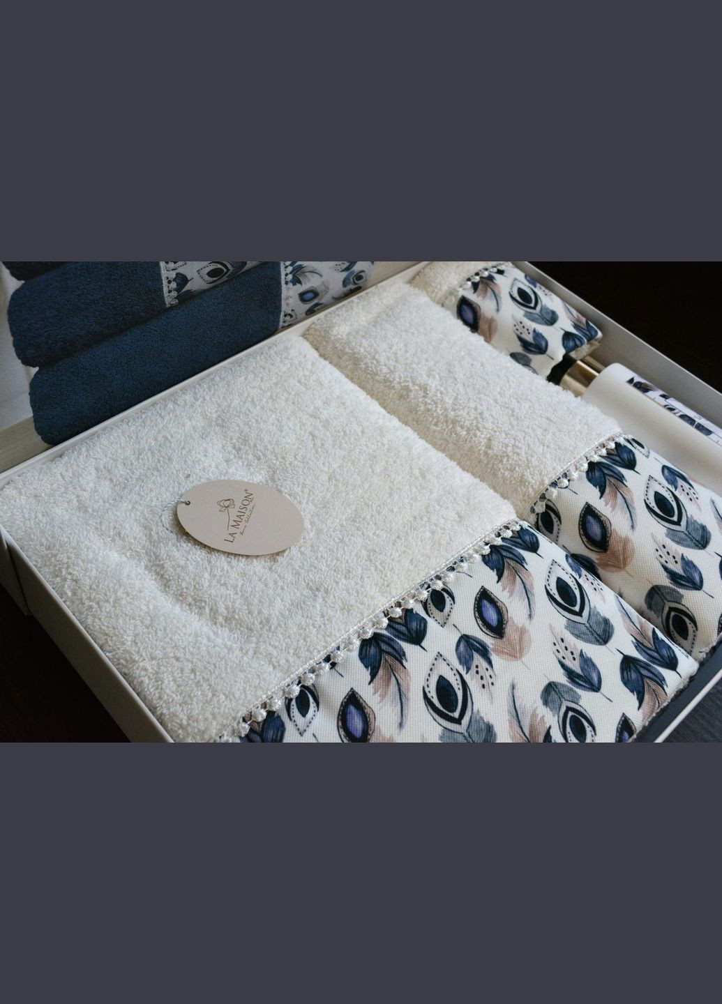 Подарунковий набір рушників La, 3 шт. з ароматом Esme Ekru Maison білий