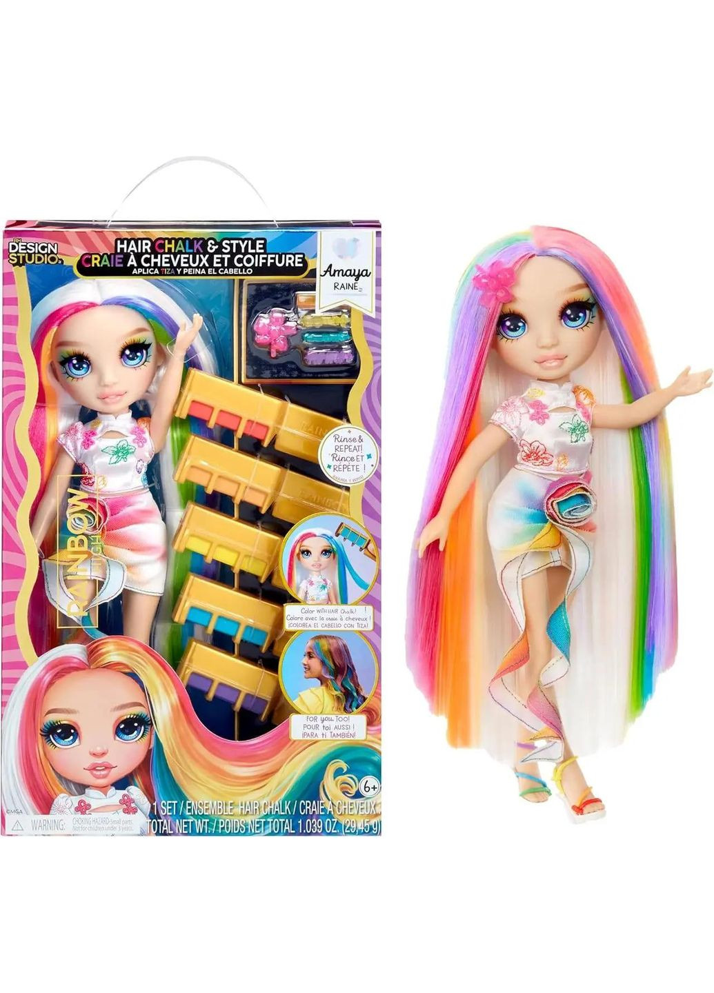 Ігровий набір з лялькою HIGH серії "Крейда для волосся та стиль" – Амая (526780) Rainbow (369163901)