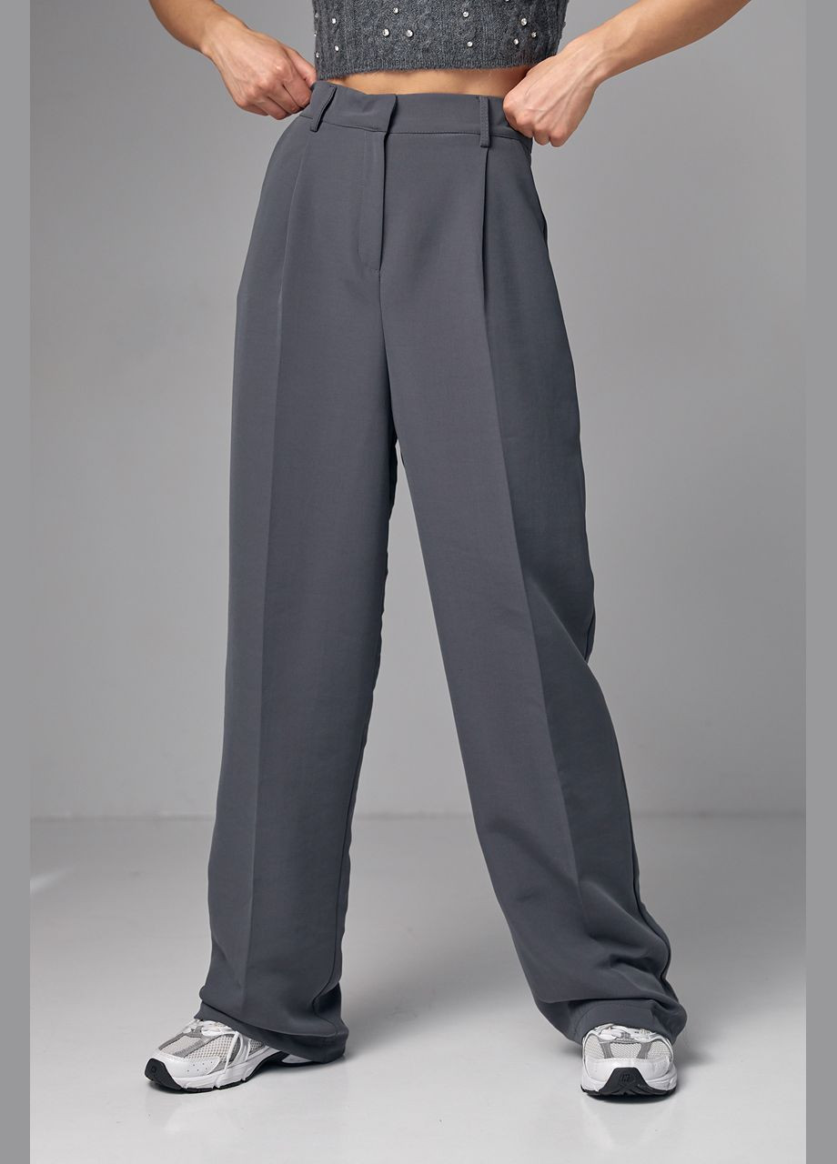 Класичні штани зі стрілками прямого крою - сірий Lurex (282957727)