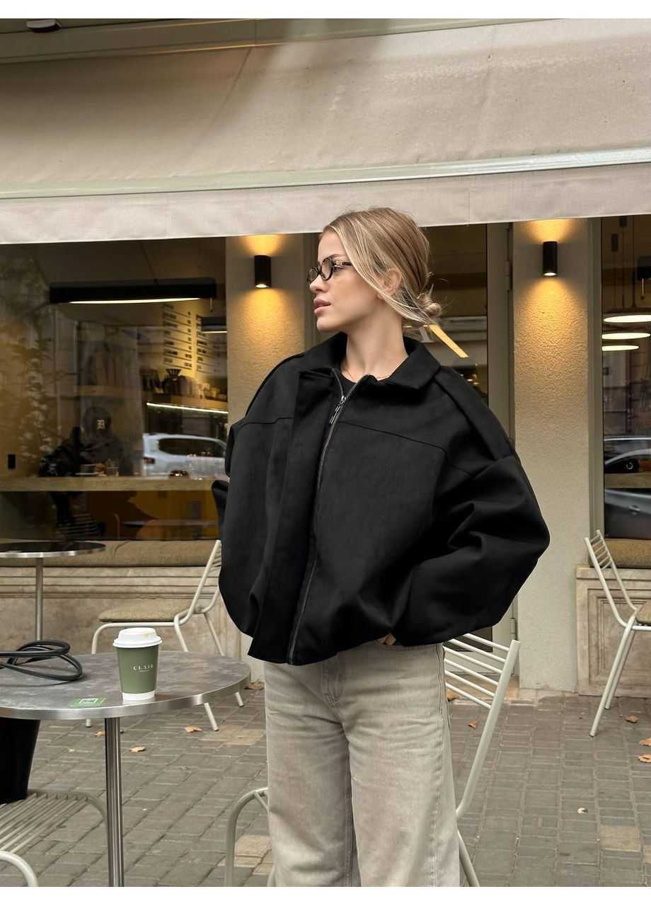 Чорна демісезонна куртка жіноча замшева Style Point