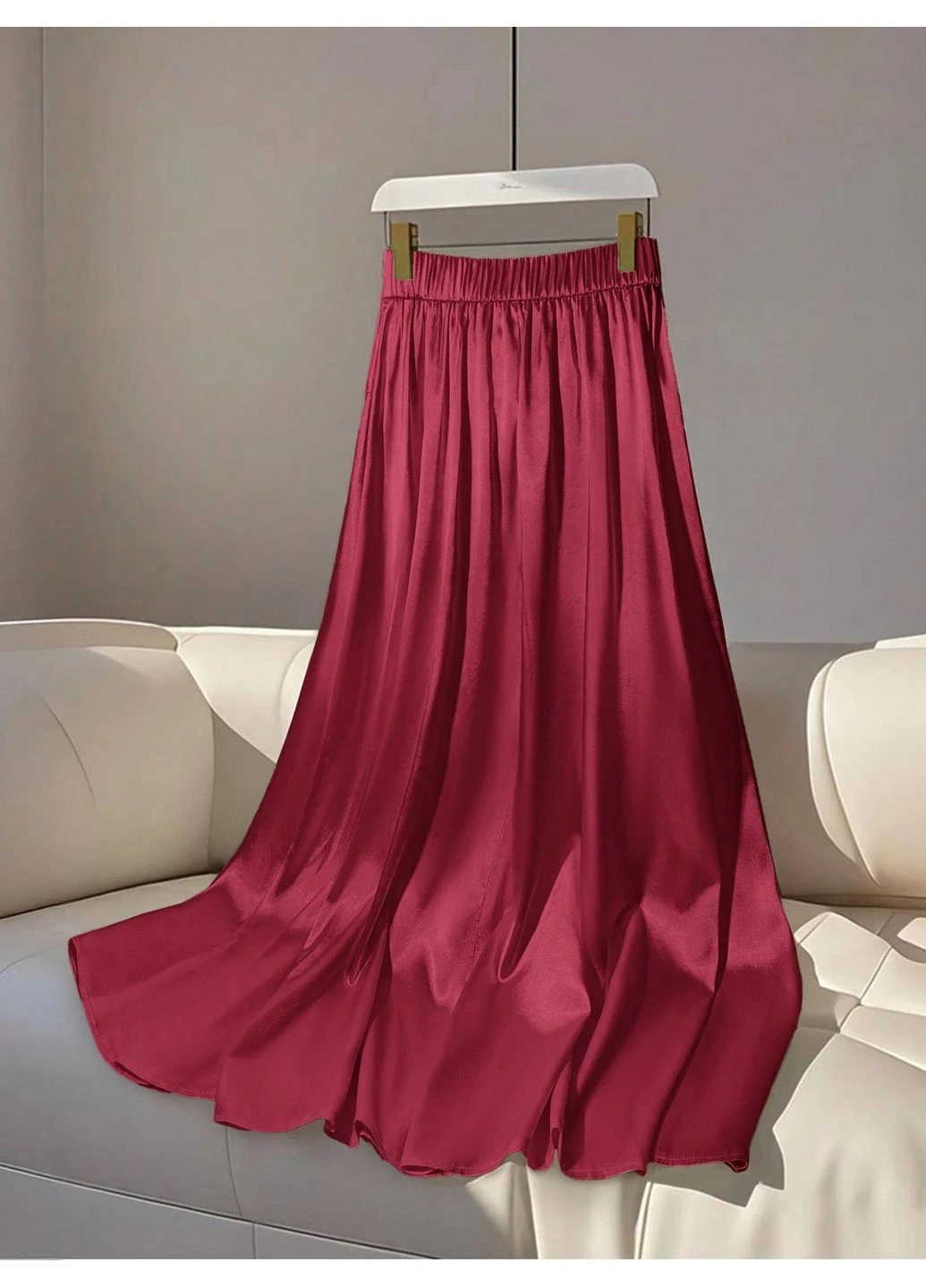 Бордовая однотонная юбка SHEIN