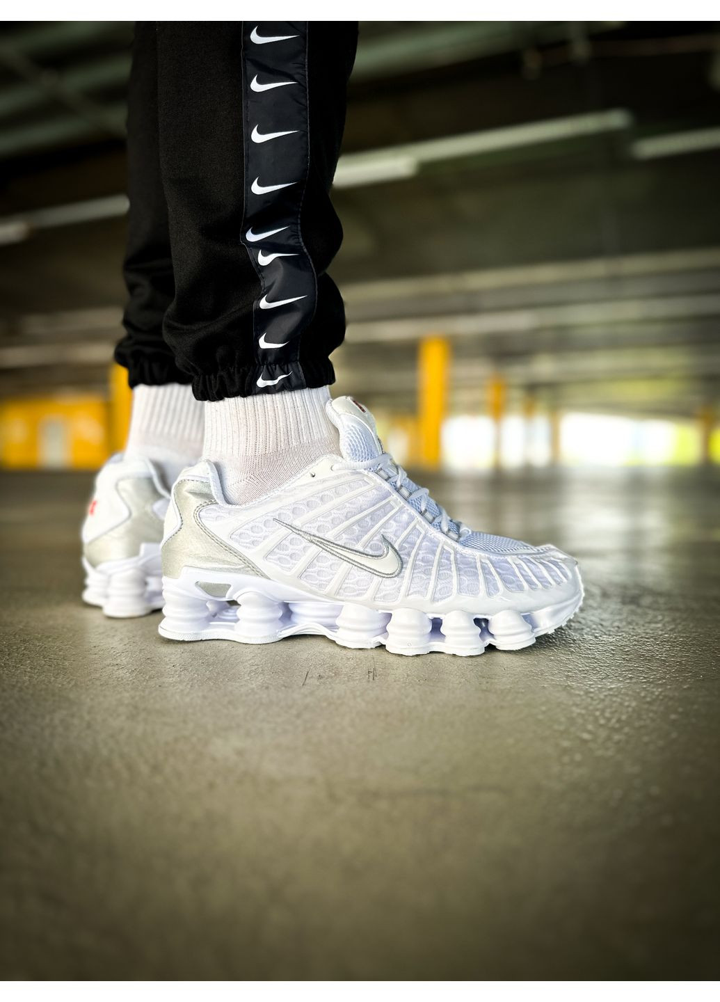 Білі Осінні кросівки чоловічі і жіночі nike shox tl white | найк шокс тл білі No Brand