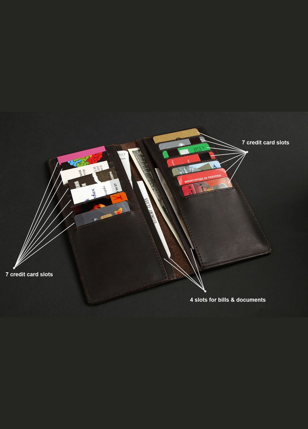 Мужской бумажник из винтажной кожи с тиснением для карт коричневый (sku_13789) No Brand (327820477)