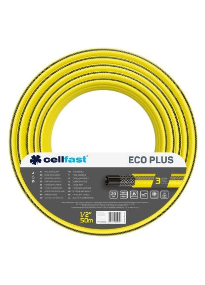 Поливочный шланг ECO PLUS 1/2" 50м, 3 слоя, до 20 Бар, -10…+50°C (12-152) Cellfast ECO PLUS 1/2" 50м, 3 шари, до 20 Бар, -10+50C (400381890)