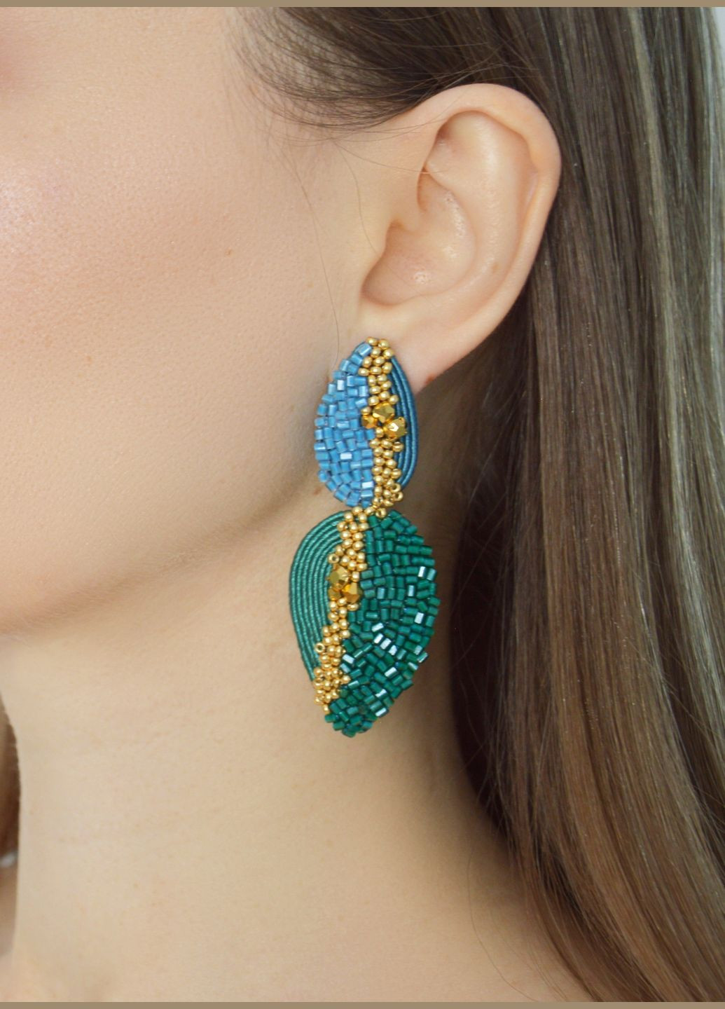 Акцентні сережки Гурзуф блакитно-зелені Olha Serhiichuk jewelry (324621543)