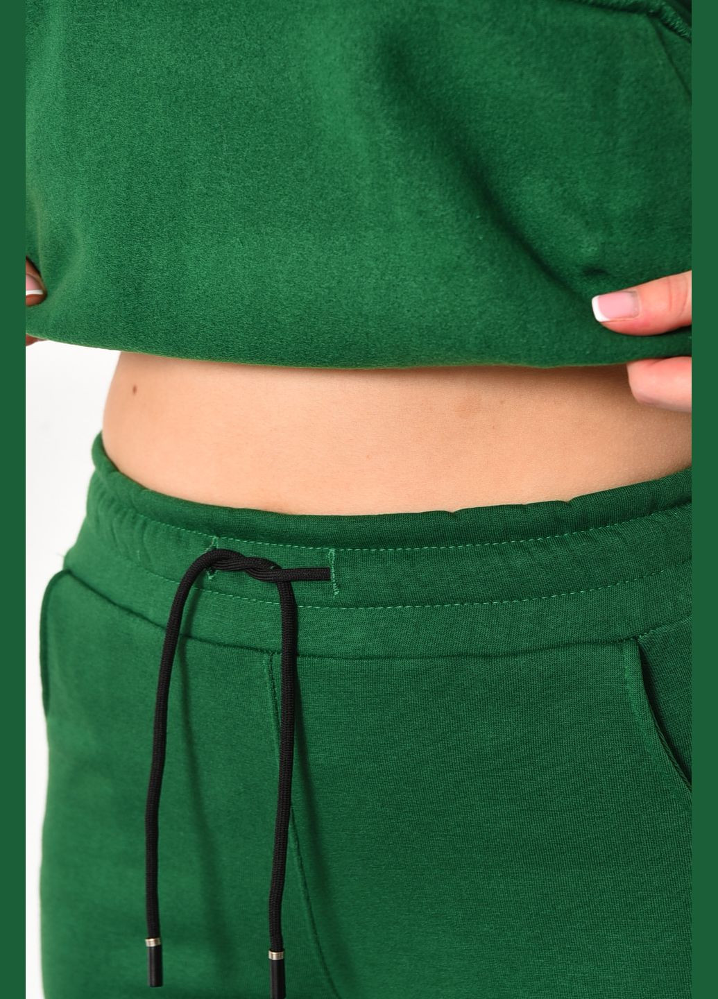 Спортивний костюм жіночий трійка на флісі зеленого кольору Let's Shop (285692223)