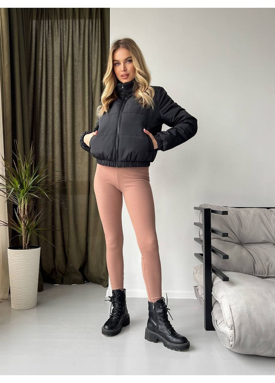 Черная демисезонная куртка плащевка + синтепон 150 No Brand