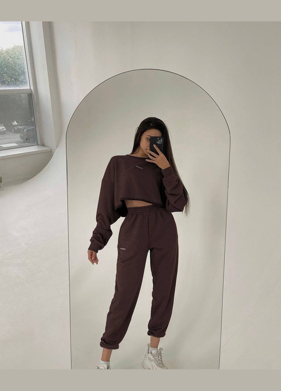 Жіночий костюм двійка з укороченим світшотом та джогерами MonCher (332955702)