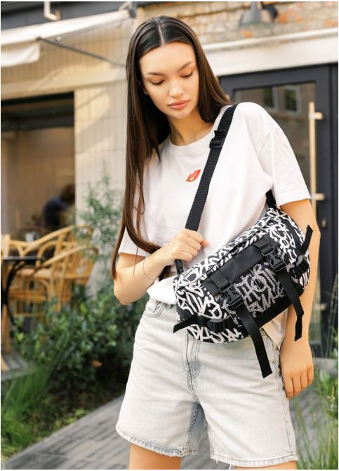 Велика тканинна жіноча поясна сумка бананка принт Graphity (875038721) Sambag (361244636)