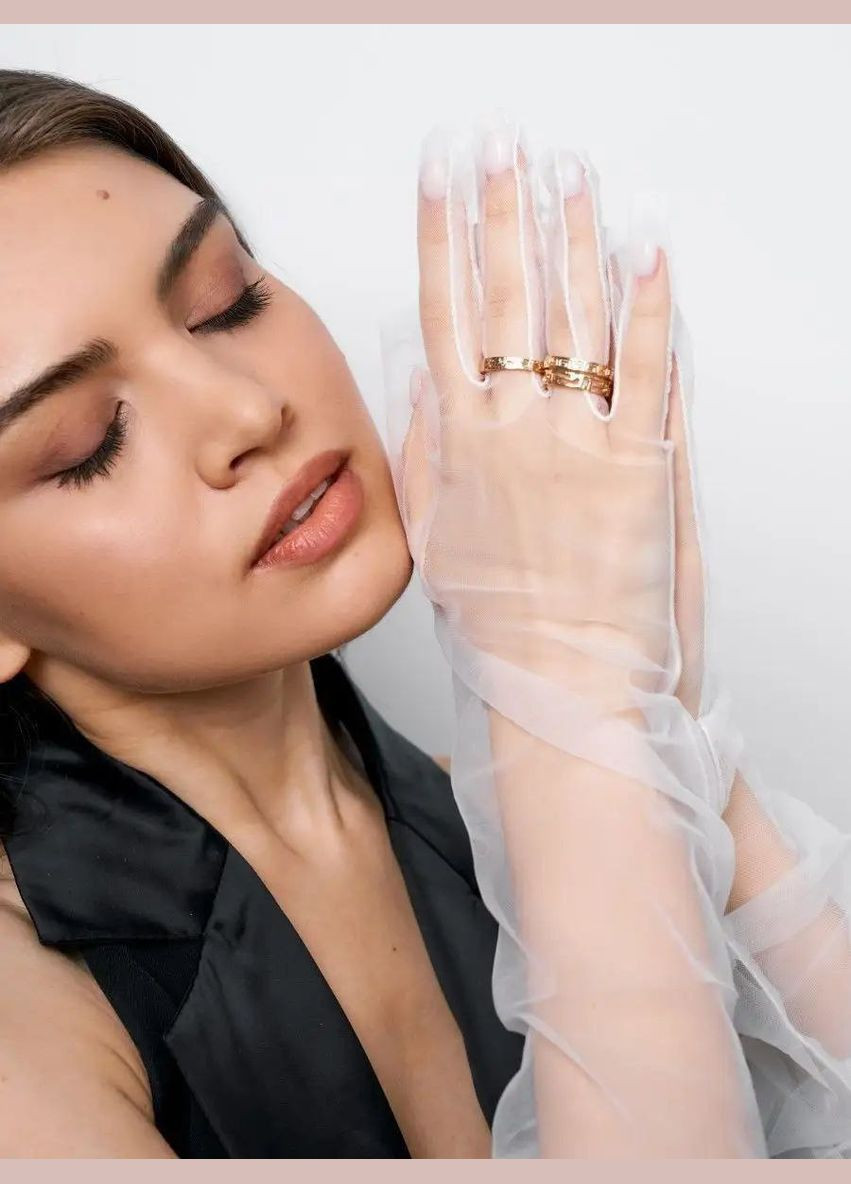 Высокие женские перчатки фатиновые Эстетика со свободной посадкой универсального размера No Brand Рукавички (336184301)