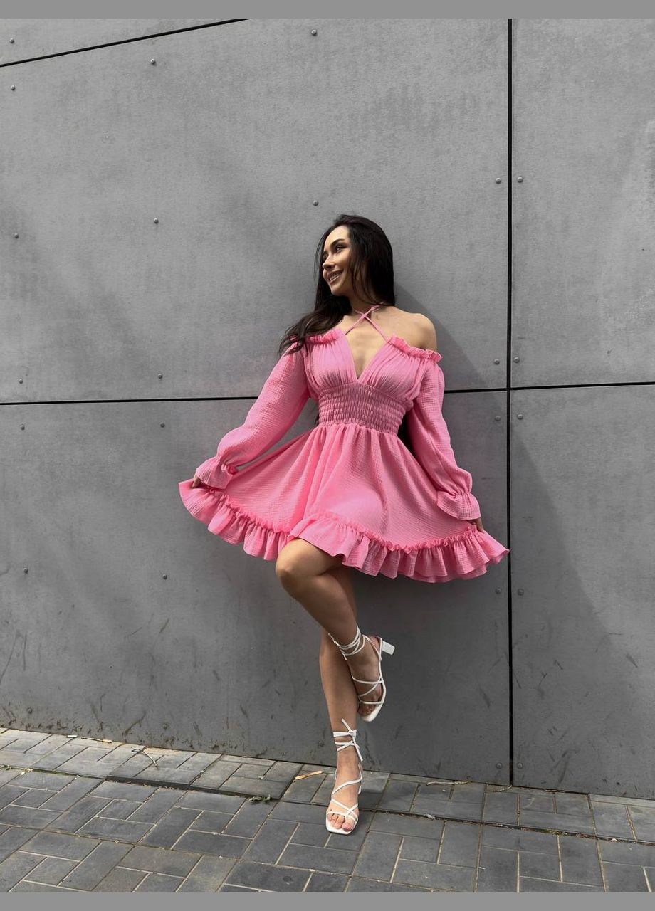 Розовое кэжуал платье N.Family однотонное