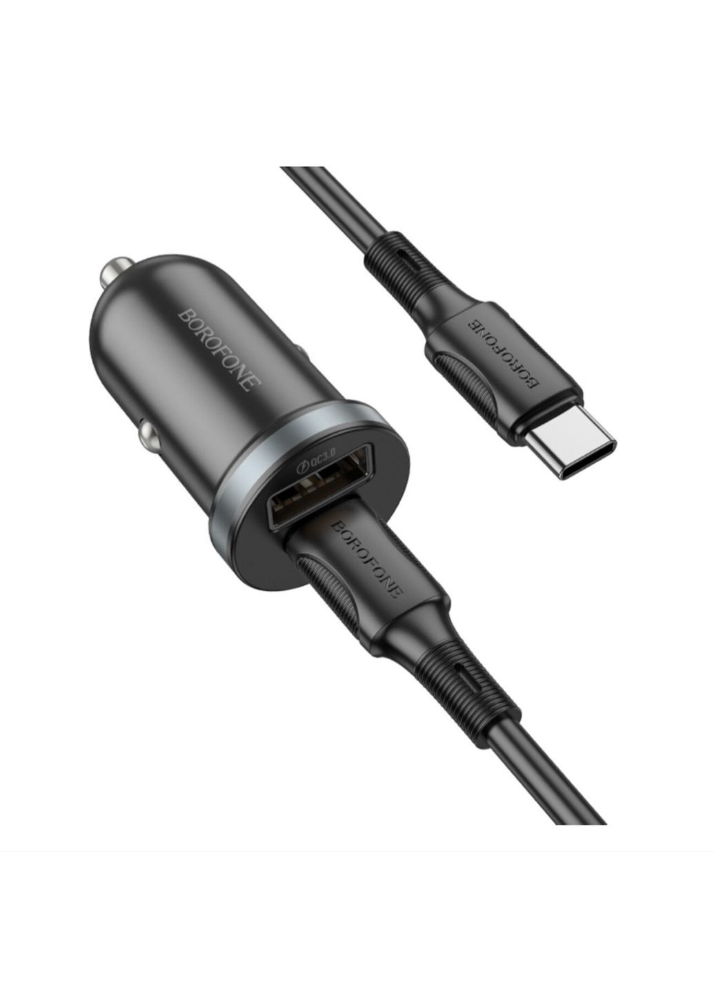 Автомобільний Зарядний Пристрій DUAL-PORT PD30W+QC3.0 (TYPE-C TO TYPE-C) BLACK + Кабель в комплекті Type-C to Type-C Borofone (328925800)