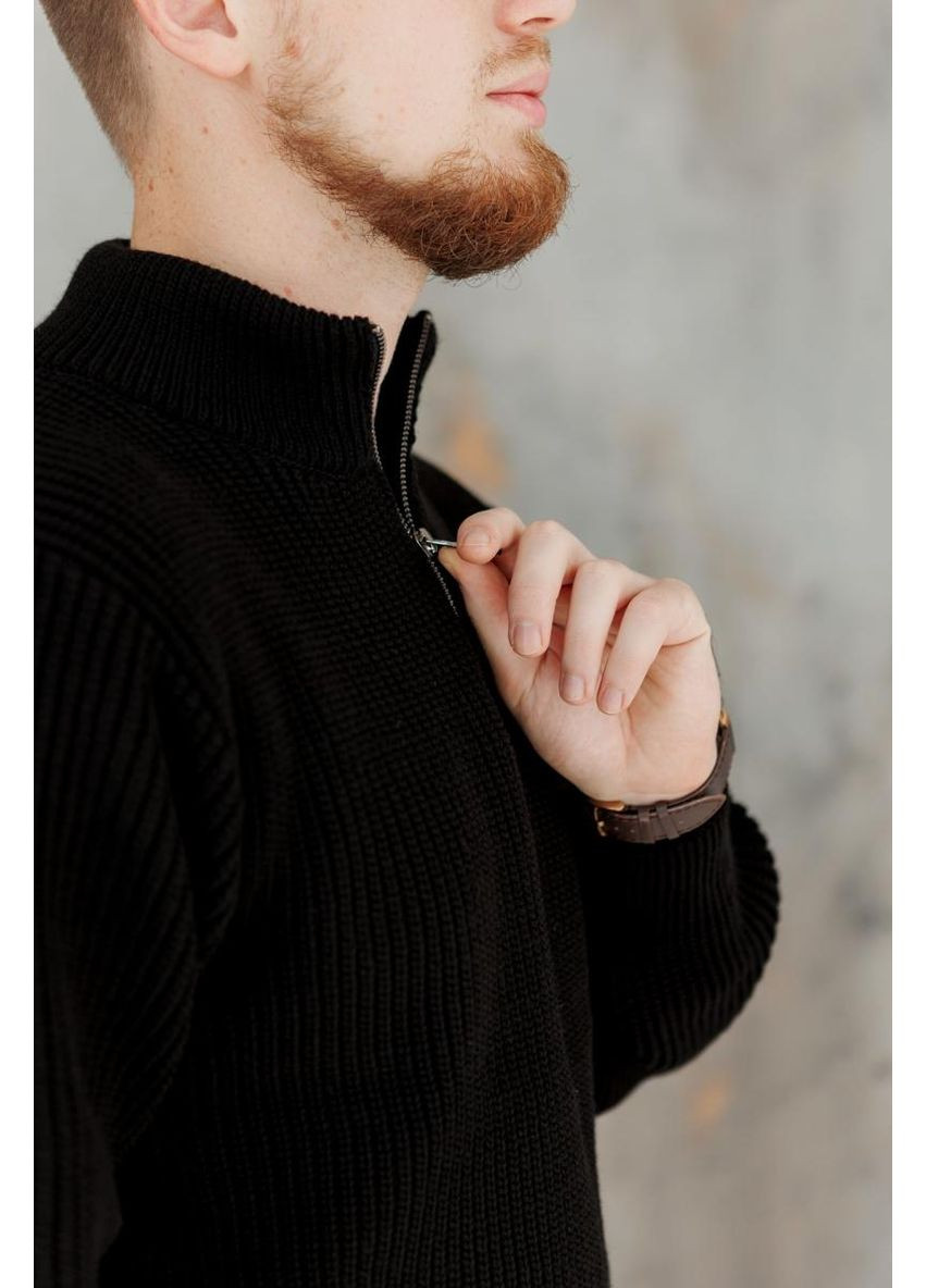 Чорний демісезонний чоловічий светр на блискавці artknit (ak38812p) Art Knit