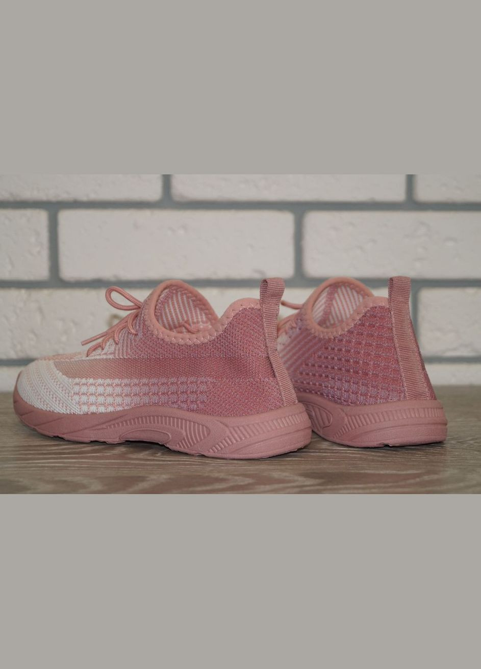 Розовые демисезонные кроссовки текстильные izi для девочки белые с розовым Blue Rama