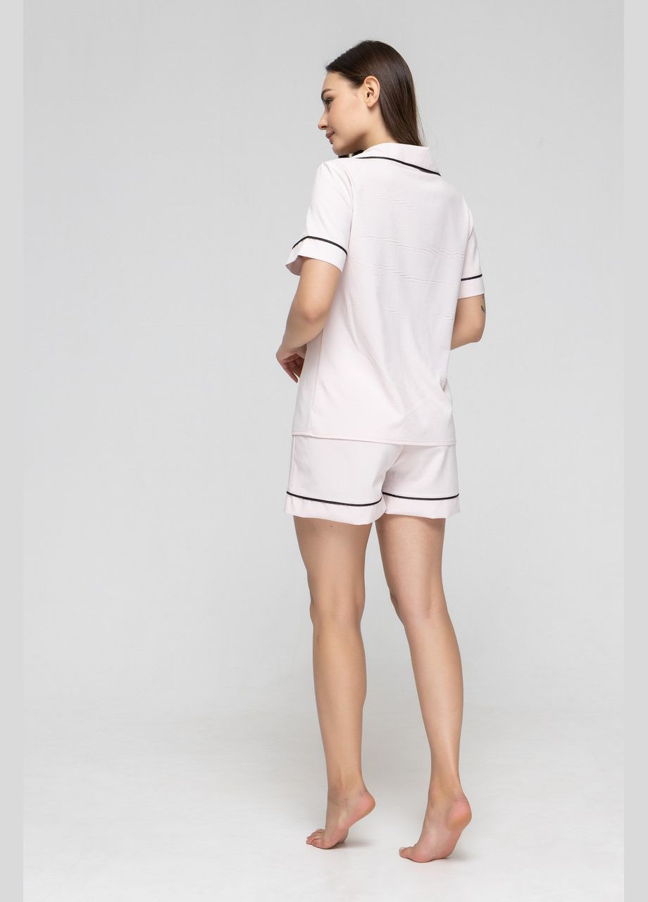 Бежевая всесезон женская пижама рубашка с коротким рукавом и шорты рубашка + шорты GorLin