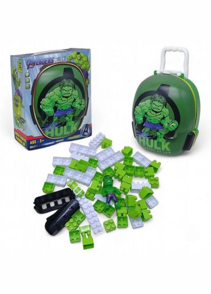 Чемодан-рюкзак "Супергерой: Халк", с фигуркой и конструктором, 56 деталей MIC (372822006)