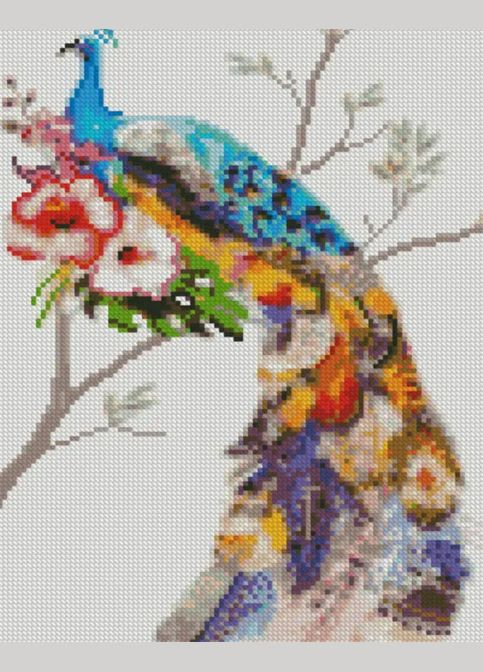 Алмазна картина за номерами Квітковий павич 30x40 см HX280 ( ) Strateg (328946421)