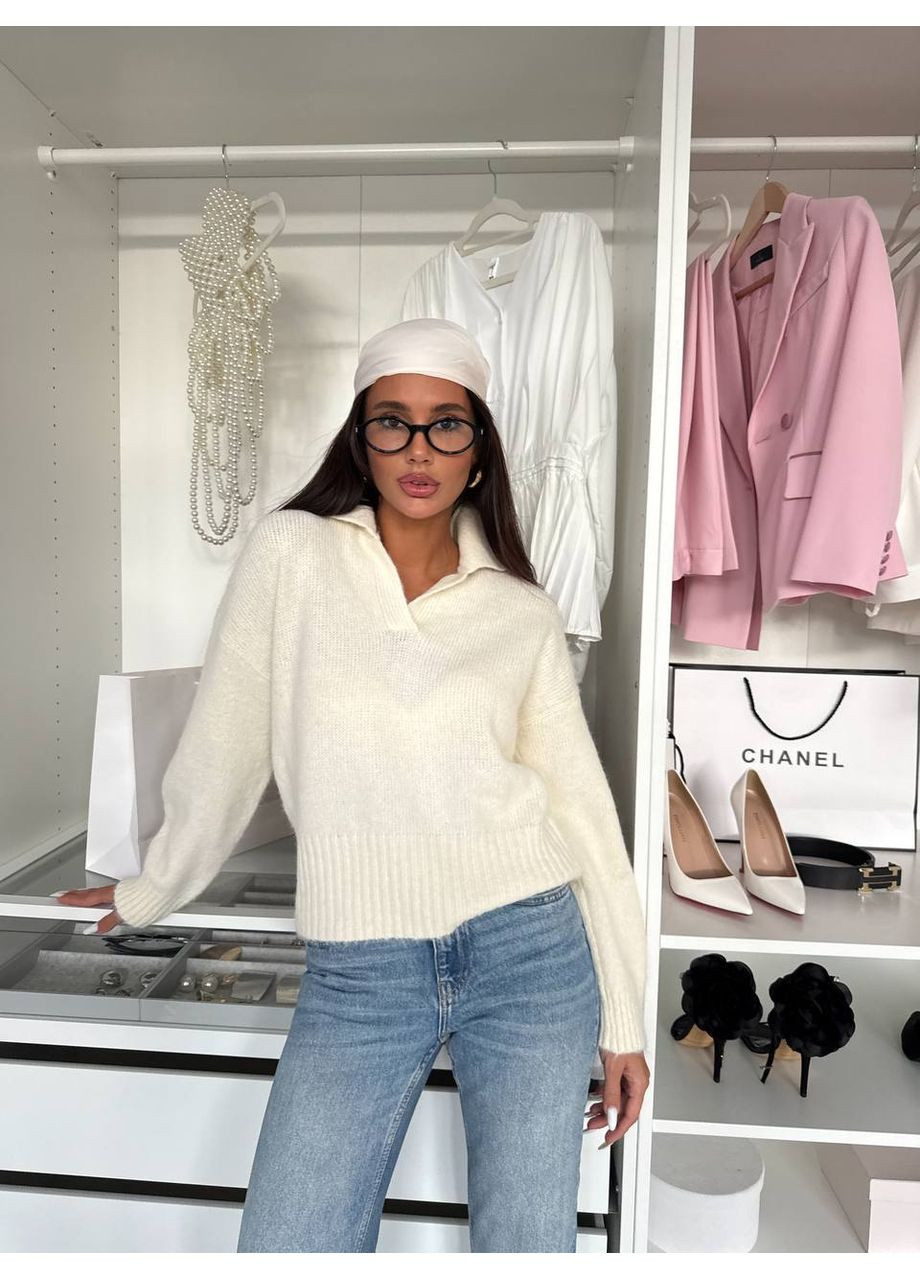 Молочный свитер поло Україна