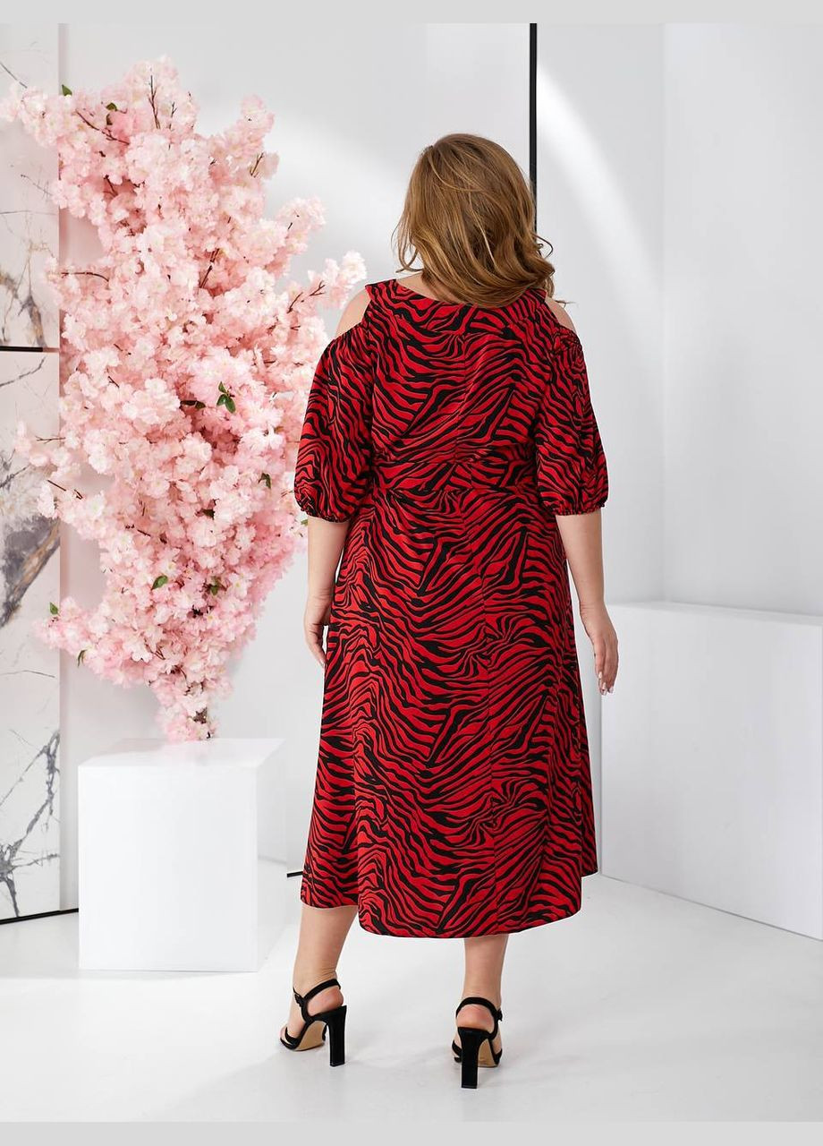 Красное коктейльное, деловое, повседневный, кэжуал, вечернее женское платье No Brand зебра