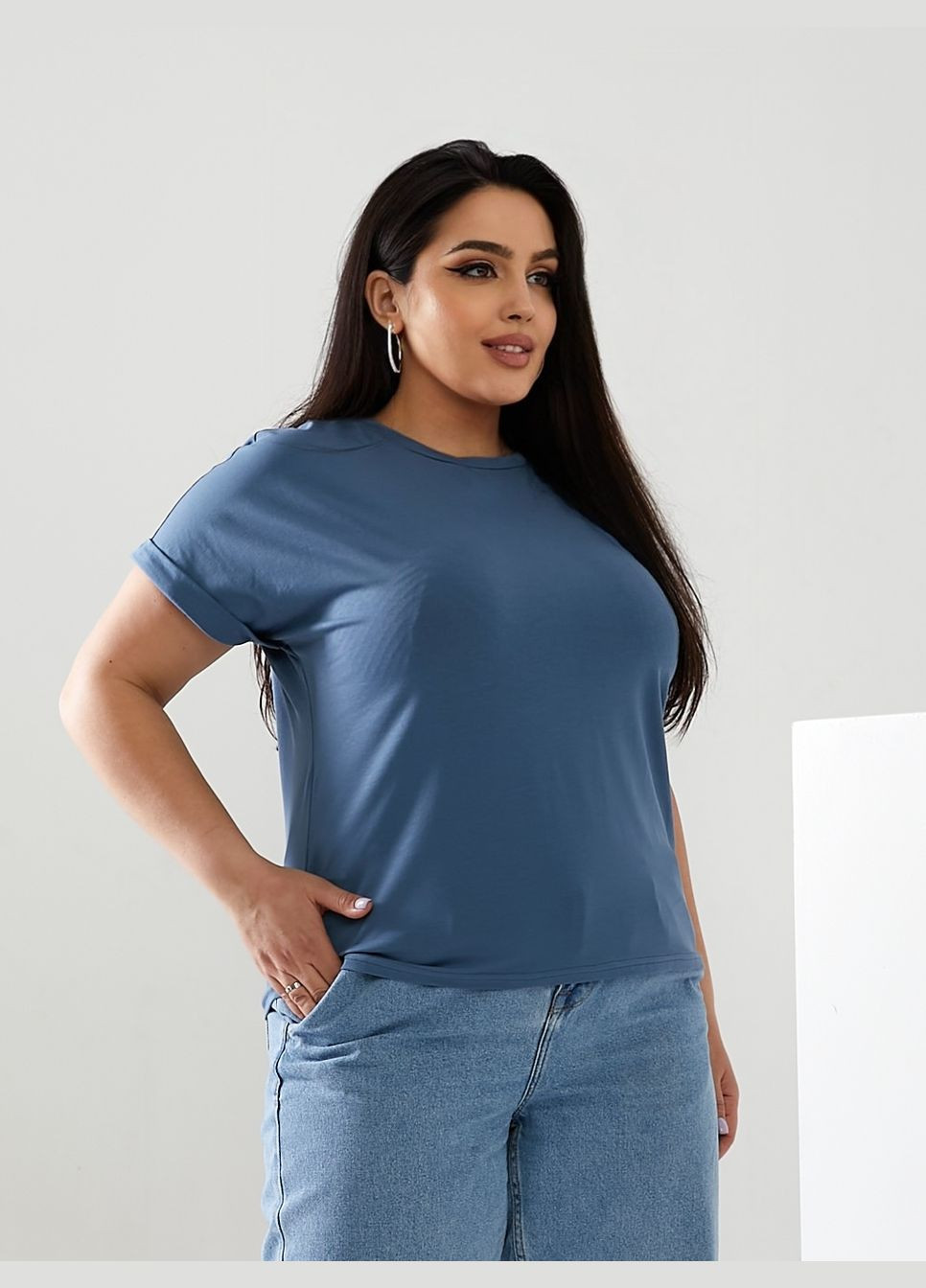 Синяя всесезон базовая футболка с коротким рукавом No Brand