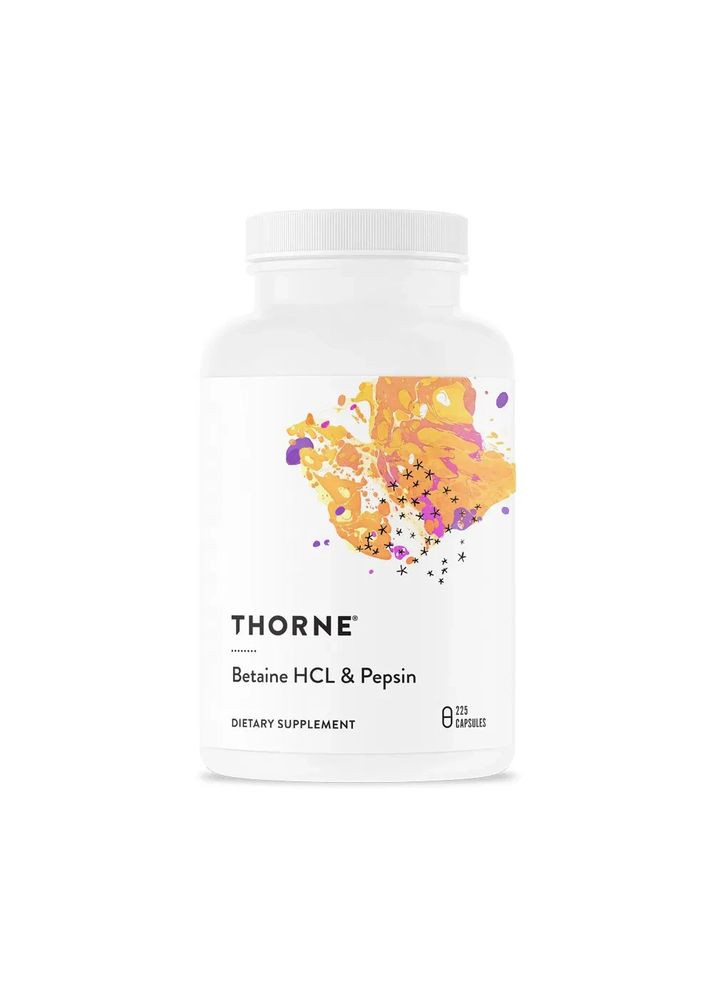 Бетаин HCL соляная кислота и пепсин (Betaine HCL Hydrochloric Acid Pepsin) 225 капсул Thorne Research (361115798)
