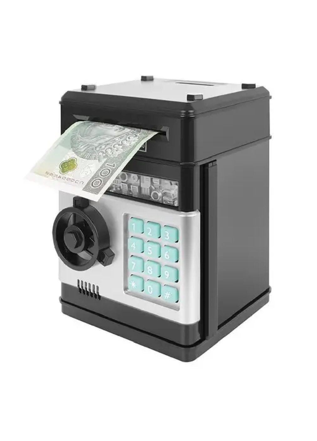 Детская электронная копилка для денег купюр с кодовым замком световыми звуковыми эффектами 19,5х13х12 см (478239-Prob) Черная Unbranded (303320293)