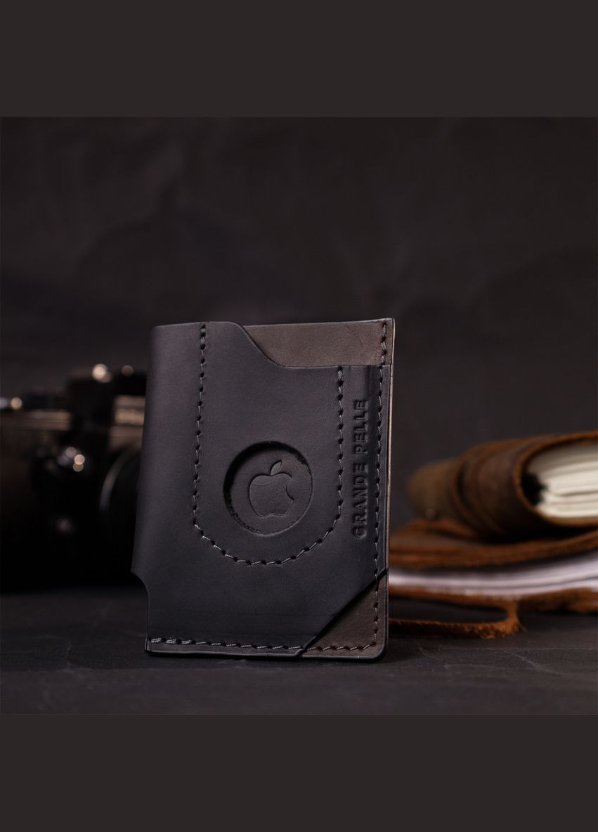 Интересный картхолдер с держателем для Apple AirTag из натуральной кожи 11608 Grande Pelle (329148338)
