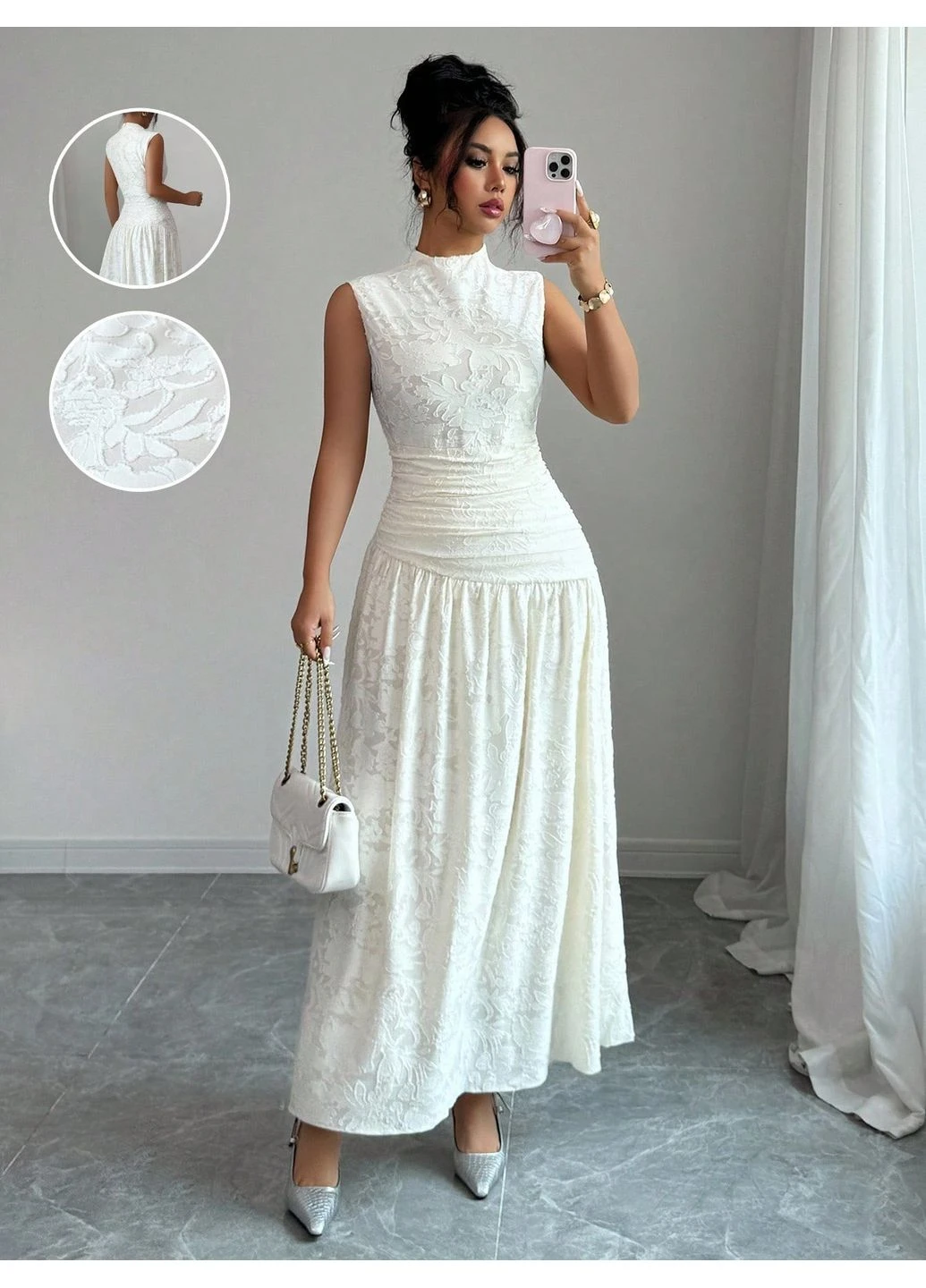 Белое платье SHEIN однотонное