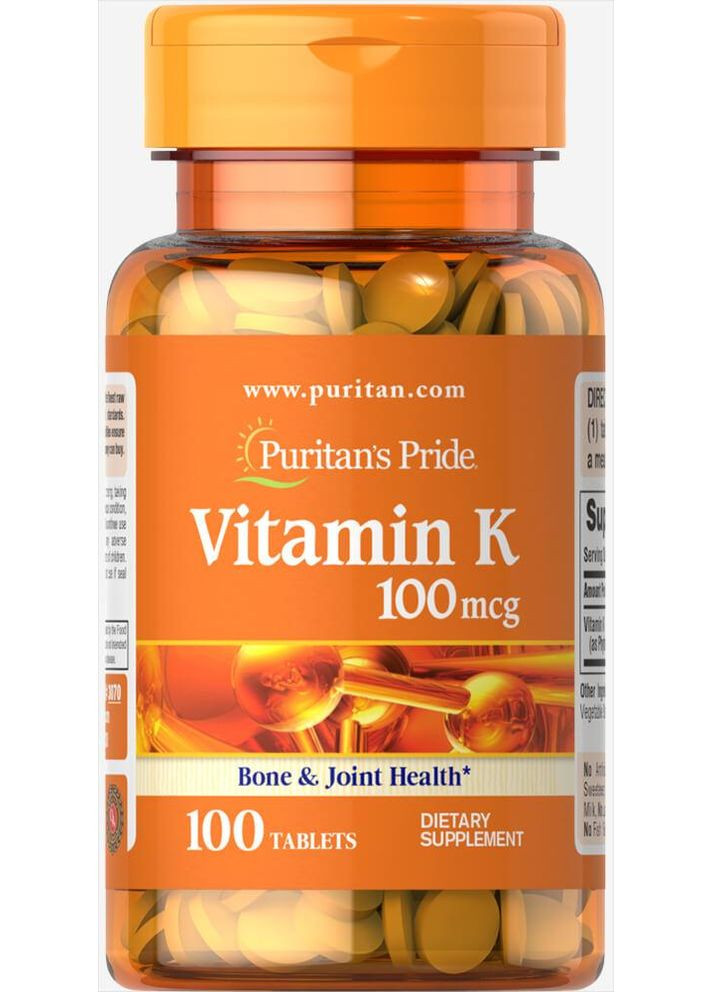 Витамин К, Vitamin K, 100 мкг, 100 таблеток Puritans Pride (366547876)