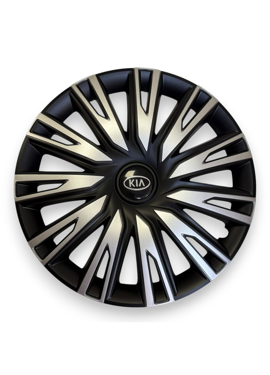 1 штука Колпаки на колеса R14 Copra Silver Black с логотипом KIA. колпаки на диски Р14 Копра Сильвер Блэк с логотип No Brand (364958905)