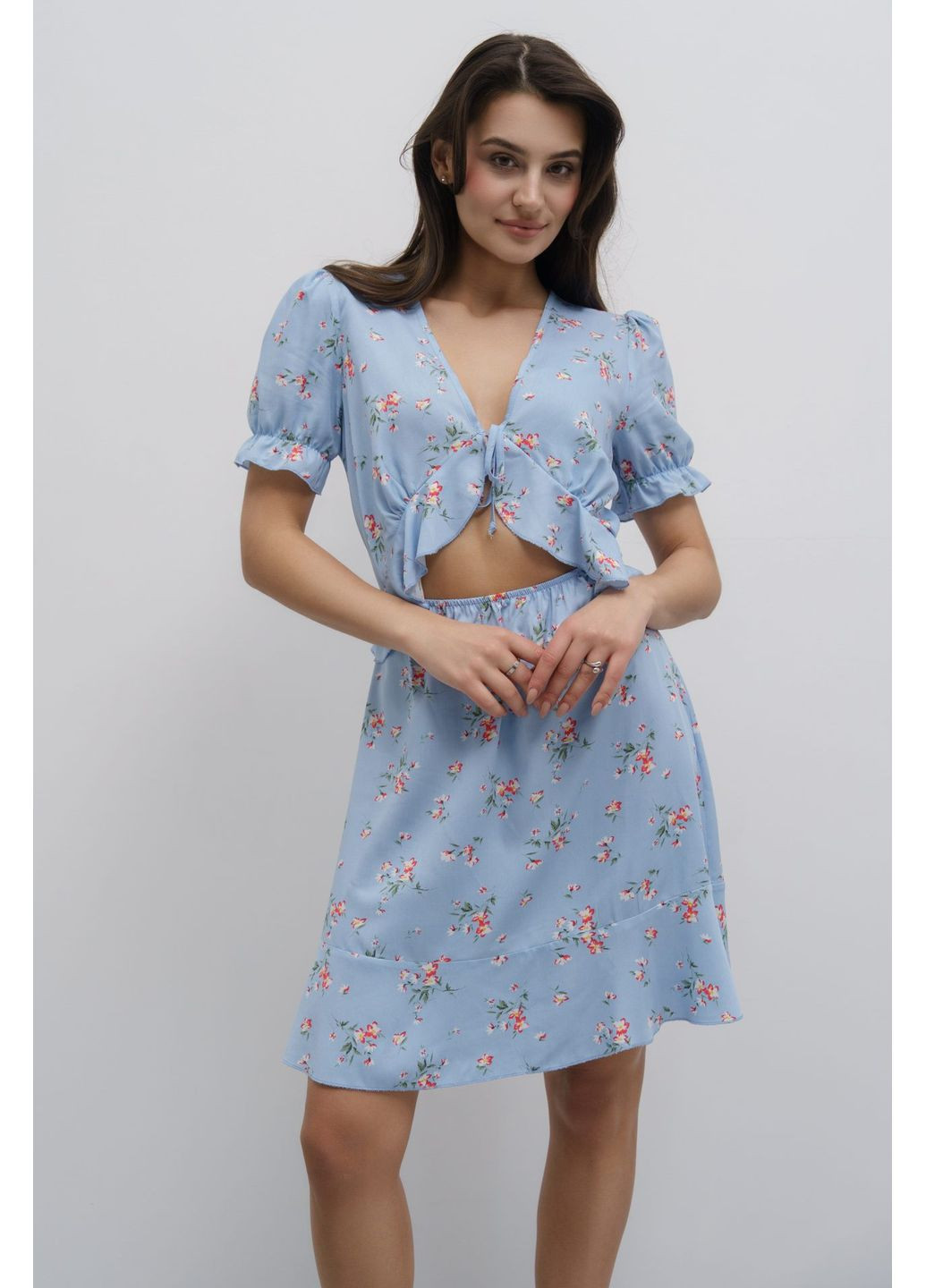 Комбинированное платье 1600562508al голубой Alvo