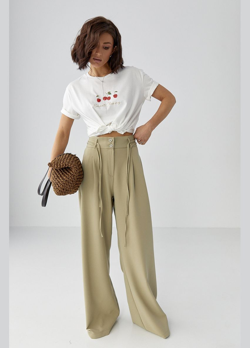 Классические брюки-палаццо со складками Lurex Брюки (333942699)