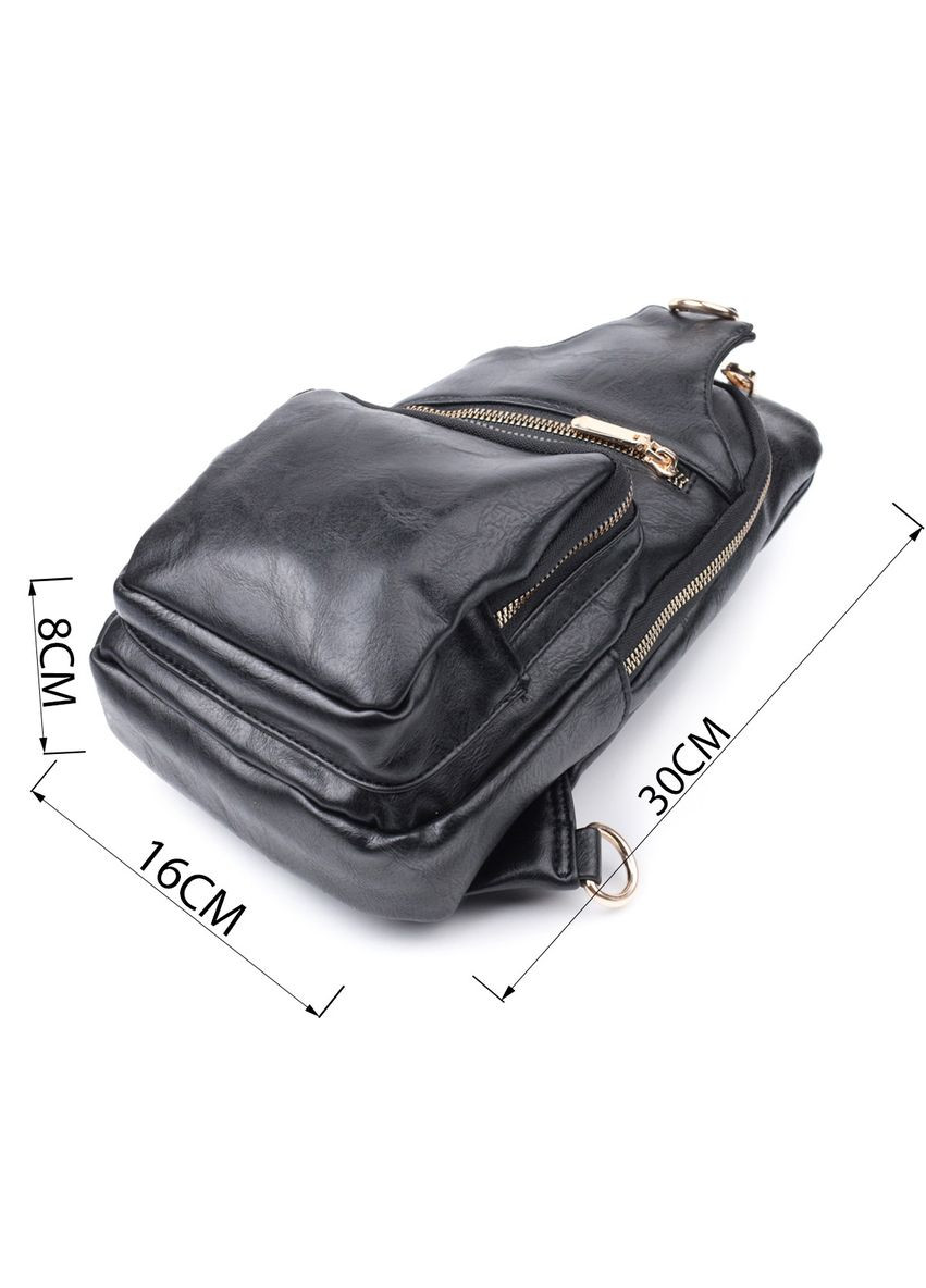 Практична жіноча слінг сумка через плече з екошкіри 22754 Чорний Vintage (304533757)